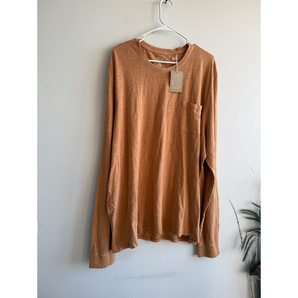 J.Crew Mens Hemp Organic Cotton Blend Long Sleeve Pocket Tee XXL Ochre 2082